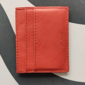 EUC Madewell The Leather Card Case in "Fresh Chili" coral color